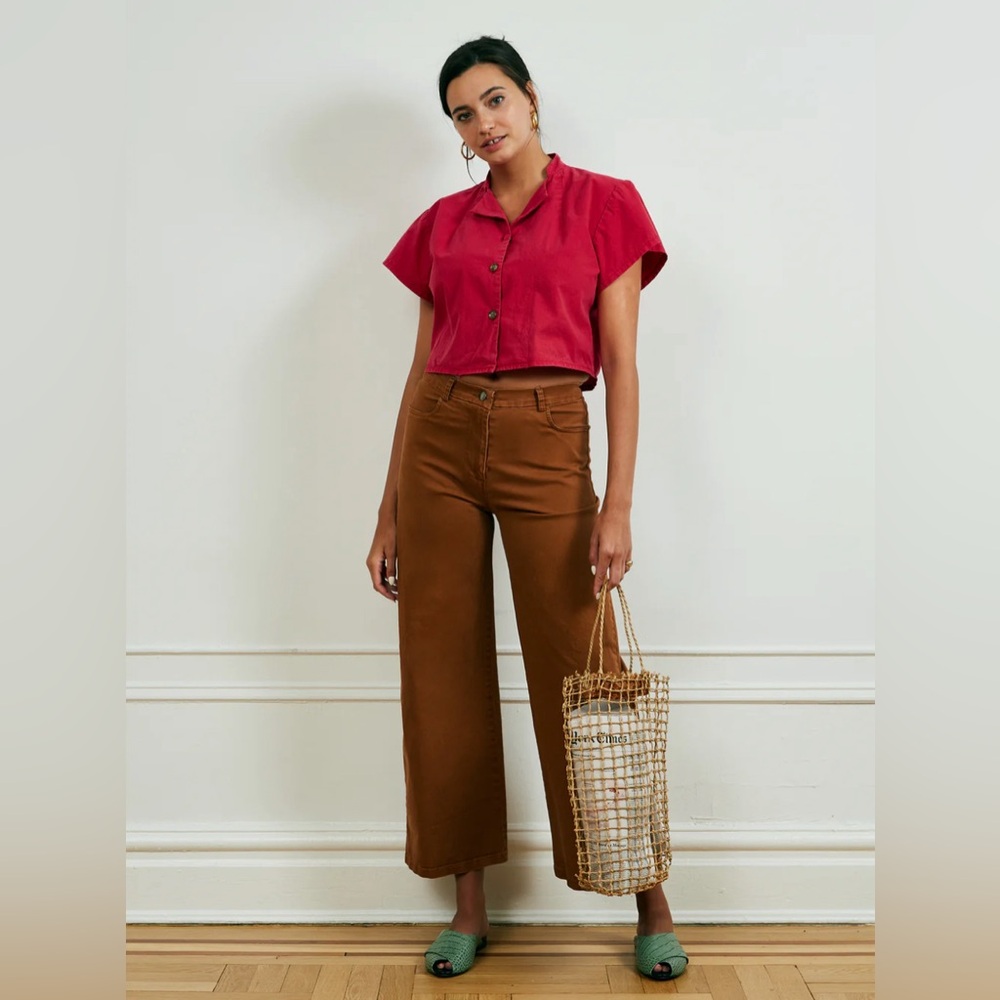 LOUP Toni high rise wide leg pants size XS in walnut color